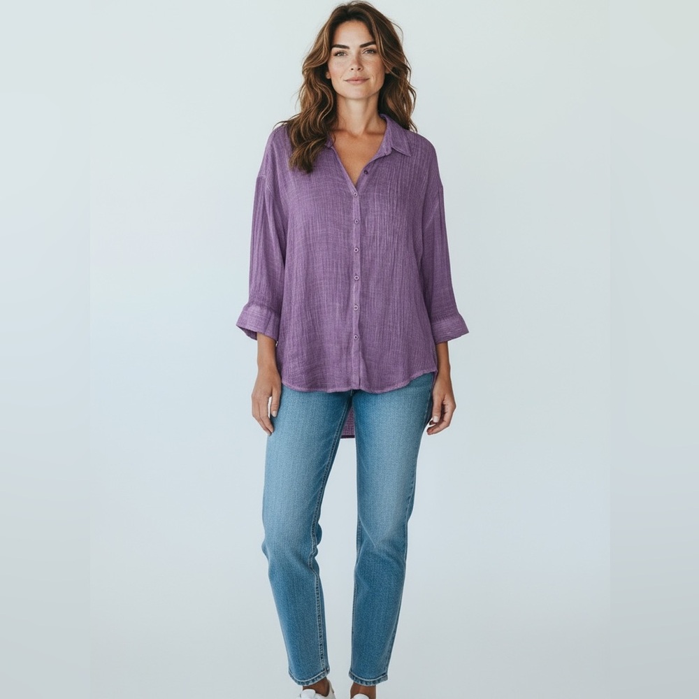 Cupio Lavender Button-Down Shirt for Women